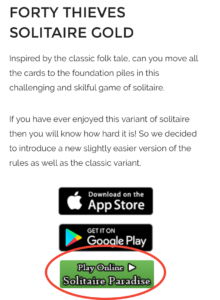 solitaire paradise button